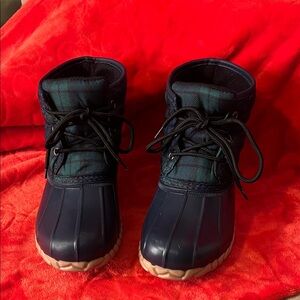 St. John's Bay Navy and Green Ankle Boots